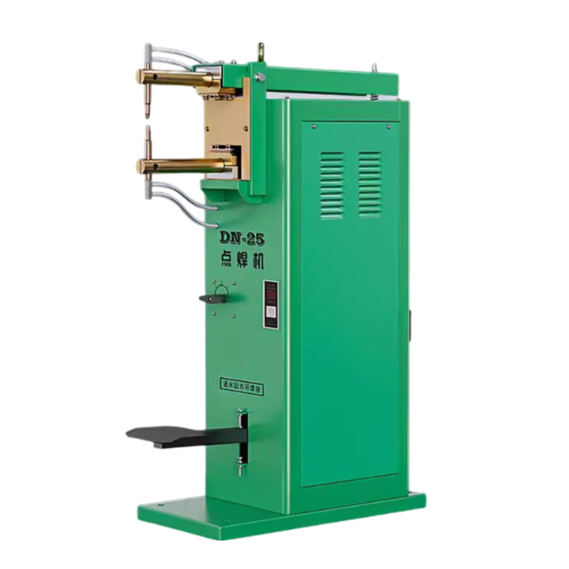 How can the foot pedal sensitivity of a foot-operated spot welding machine be adjusted for greater precision?